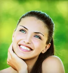 Smiling woman shows off her teeth after her aesthetic dentistry appointment near Montgomeryville, PA.